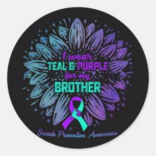 Sticker Rond Je Porte Du Purple Turquoise Pour La Prévention Du