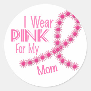Sticker Rond Je Porte Du Rose Pour Ma Mère 26 Chemises CANCER D