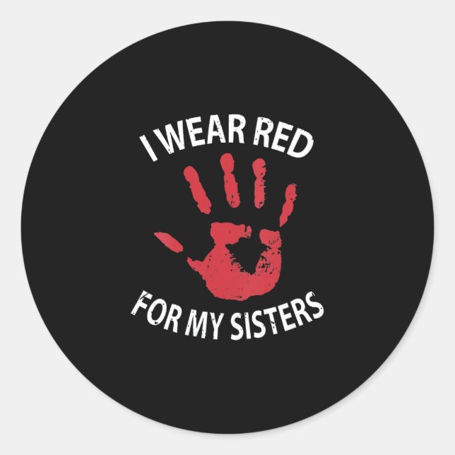 Sticker Rond Je Porte Du Rouge Pour Mes Soeurs (Devant)