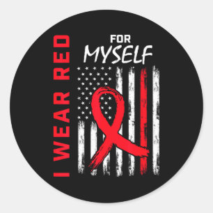 Sticker Rond Je porte du rouge pour moi Drapeau de sensibilisat