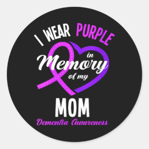Sticker Rond Je porte du violet en mémoire de ma mère atteinte