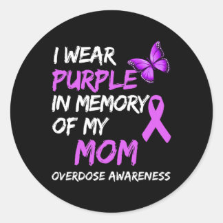 Sticker Rond Je Porte Du Violet En Mémoire De Ma Mère Surdose D
