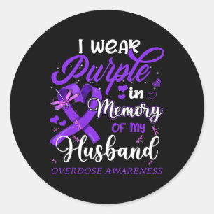 Sticker Rond Je Porte Du Violet En Mémoire Pour L'Overdose De M