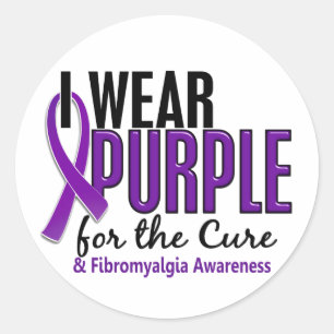 Sticker Rond Je Porte Du Violet Pour La Fibromyalgie Cure 10