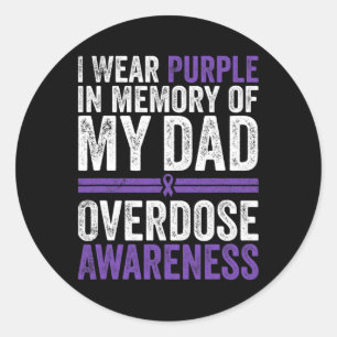 Sticker Rond Je Porte Du Violet Pour La Sensibilisation De Mon