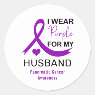 Sticker Rond Je Porte du Violet pour le Cancer du Pancréas de M