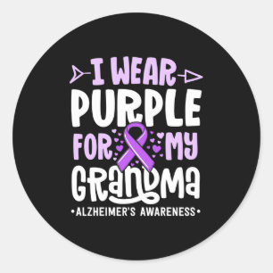 Sticker Rond Je Porte Du Violet Pour Ma Famille Grand-Mère Alzh