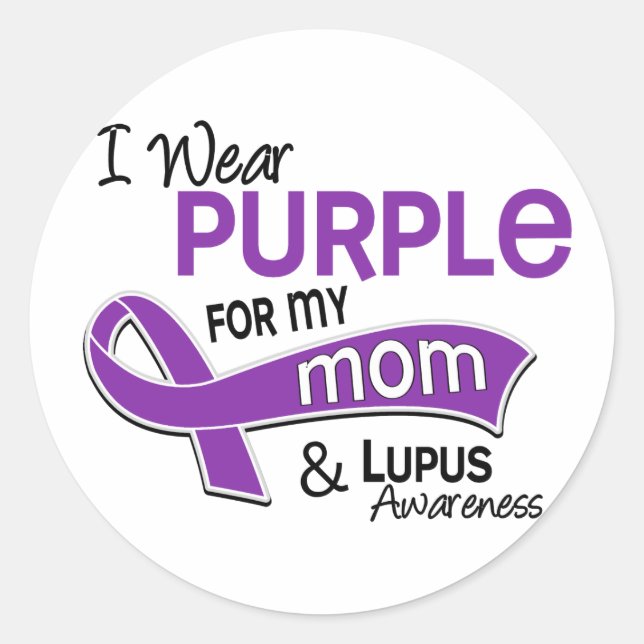 Sticker Rond Je Porte Du Violet Pour Ma Mère 42 Lupus (Devant)