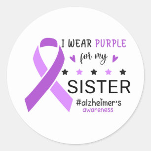 Sticker Rond Je Porte du Violet Pour Ma Soeur Sensibilisation à