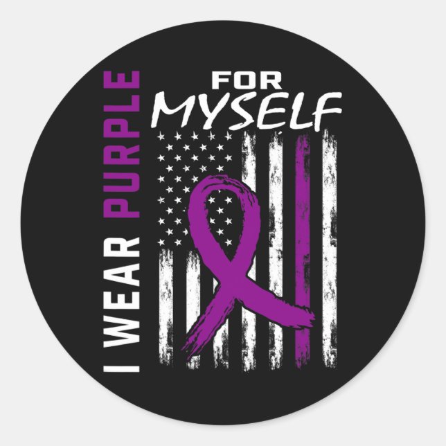Sticker Rond Je Porte Du Violet Pour Moi-Même Sensibilisation À (Devant)