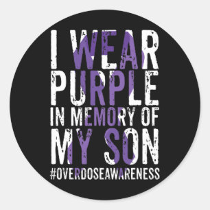 Sticker Rond Je Porte Du Violet Pour Mon Fils, Le Ruban De Sens