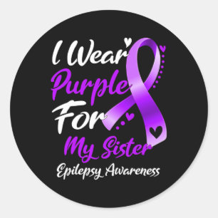 Sticker Rond Je Porte Du Violet Pour Mon Gif De Sensibilisation