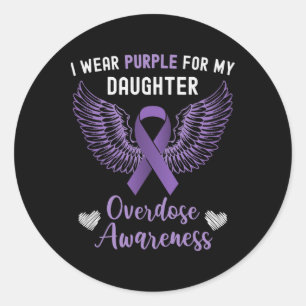 Sticker Rond Je Porte Du Violet Pour Sensibiliser Ma Fille À La