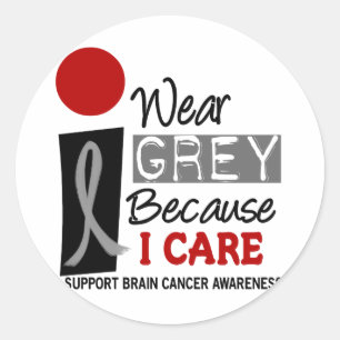 Sticker Rond Je porte le gris puisque je m'inquiète le CANCER