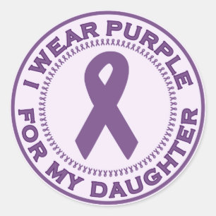 Sticker Rond Je porte le pourpre pour ma fille