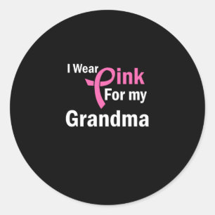 Sticker Rond Je porte le rose pour ma grand-mère