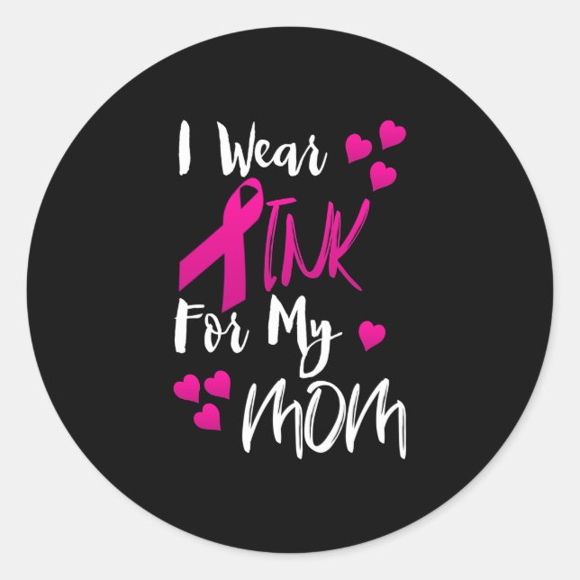 Sticker Rond Je Porte Le Rose Pour Ma Mère (Devant)
