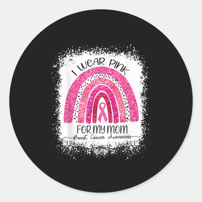 Sticker Rond Je porte le rose pour octobre (Devant)