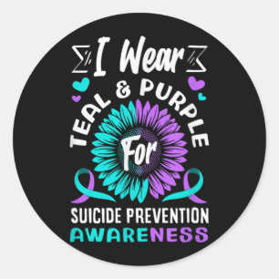 Sticker Rond Je Porte Le Sarcelle Et Le Violet Pour La Sensibil