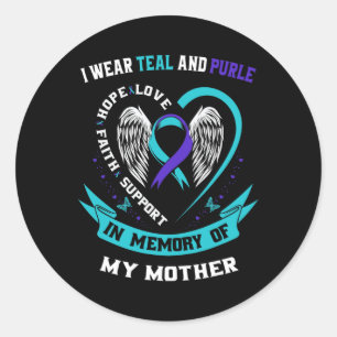 Sticker Rond Je Porte Le Turquoise Et Le Violet Pour Ma Mère Su
