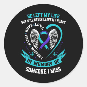Sticker Rond Je porte le Turquoise et le violet pour quelqu'un