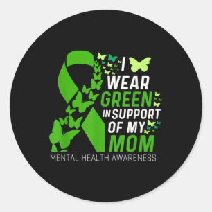 Sticker Rond Je Porte Le Vert Pour Mes Moms Carbone Mentals San
