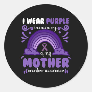 Sticker Rond Je Porte Le Violet En Mémoire De Ma Soeur