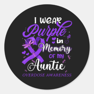 Sticker Rond Je Porte Le Violet En Mémoire De Ma Tante Surdose