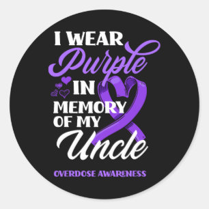 Sticker Rond Je Porte Le Violet En Mémoire De Mon Oncle Surdose