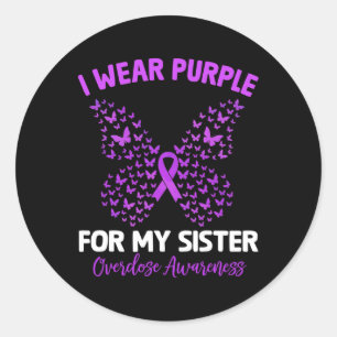 Sticker Rond Je Porte Le Violet Pour La Sensibilisation À La Su