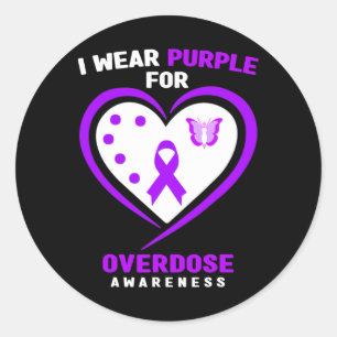 Sticker Rond Je Porte Le Violet Pour La Sensibilisation À La Su
