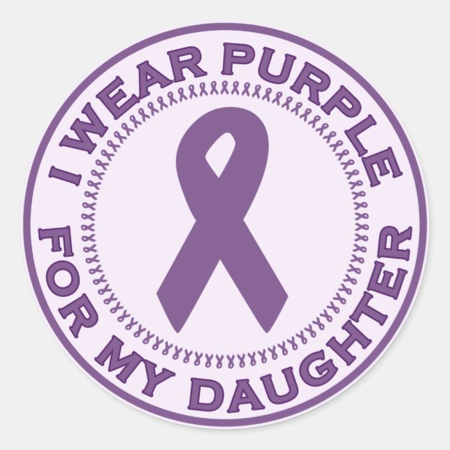 Sticker Rond Je Porte Le Violet Pour Ma Fille (Devant)