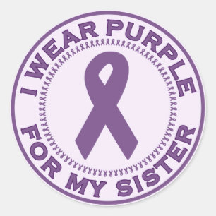 Sticker Rond Je Porte Le Violet Pour Ma Soeur