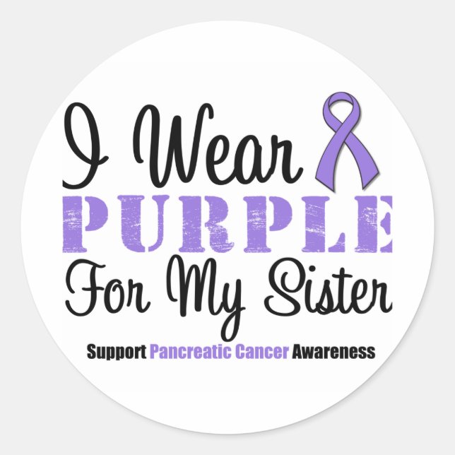 Sticker Rond Je Porte Le Violet Pour Ma Soeur (Devant)