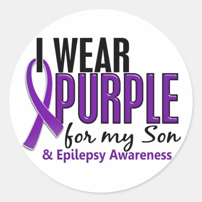 Sticker Rond Je Porte Le Violet Pour Mon Fils 10 Épilepsie (Devant)
