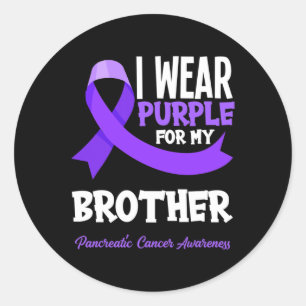 Sticker Rond Je Porte Le Violet Pour Mon Frère Cancer Pancréati