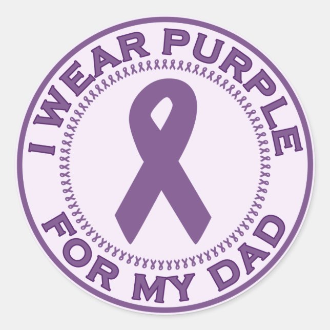 Sticker Rond Je Porte Le Violet Pour Mon Père (Devant)
