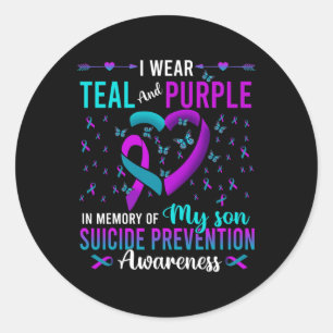 Sticker Rond Je Porte Le Violet Turquoise Pour Mon Fils Prévent
