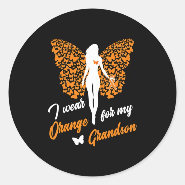 Sticker Rond Je Porte L'Orange Pour Ma Leucémie (Devant)