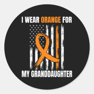 Sticker Rond Je Porte Orange Grand-Fille Leucémie