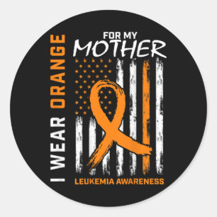 Sticker Rond Je Porte Orange Pour Ma Mère Leucémie