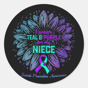 Sticker Rond Je Porte Turquoise &amp; Violet Pour La Nièce Suic