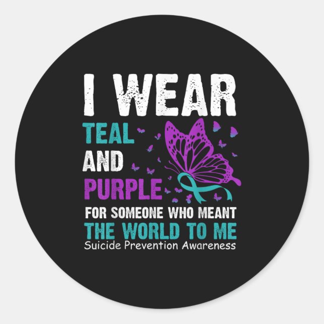 Sticker Rond Je Porte Turquoise &amp ; Violet Pour Quelqu'Un Qu (Devant)