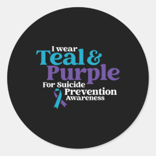 Sticker Rond Je Porte Turquoise Et Violet Pour La Prévention Du