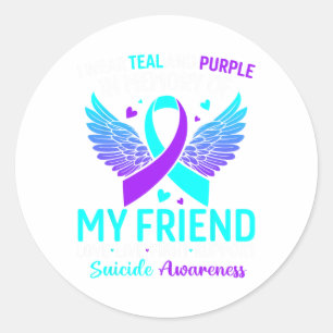 Sticker Rond Je Porte Turquoise Et Violet Pour Mon Ami Suicide