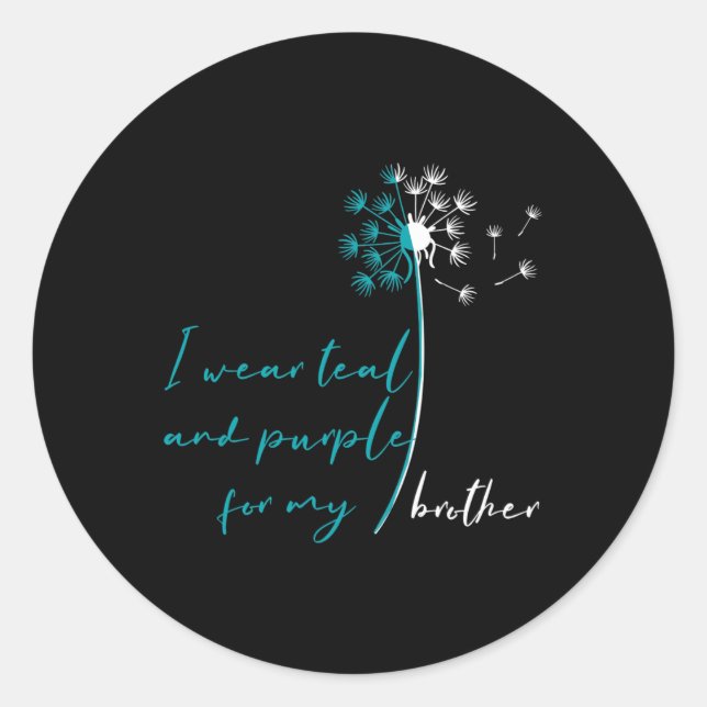 Sticker Rond Je Porte Turquoise Et Violet Pour Mon Frère Suicid (Devant)