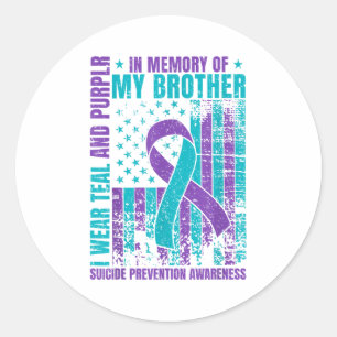 Sticker Rond Je Porte Turquoise Et Violet Pour Mon Frère Suicid