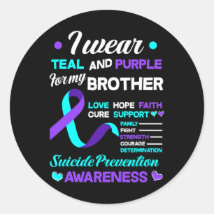 Sticker Rond Je Porte Turquoise Et Violet Pour Mon Frère Suicid