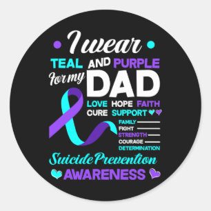 Sticker Rond Je Porte Turquoise Et Violet Pour Mon Papa Suicide