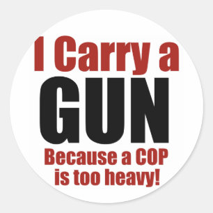 Sticker Rond Je porte un pistolet